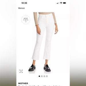Mother white jeans - size 24 - The hustler ankle fray.